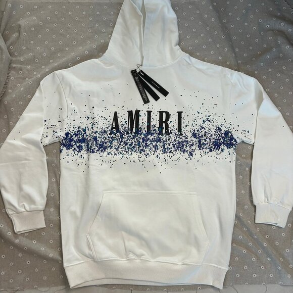 AMIRI Round Neck Paint Print White Sweatshirt - Picture 1 of 6
